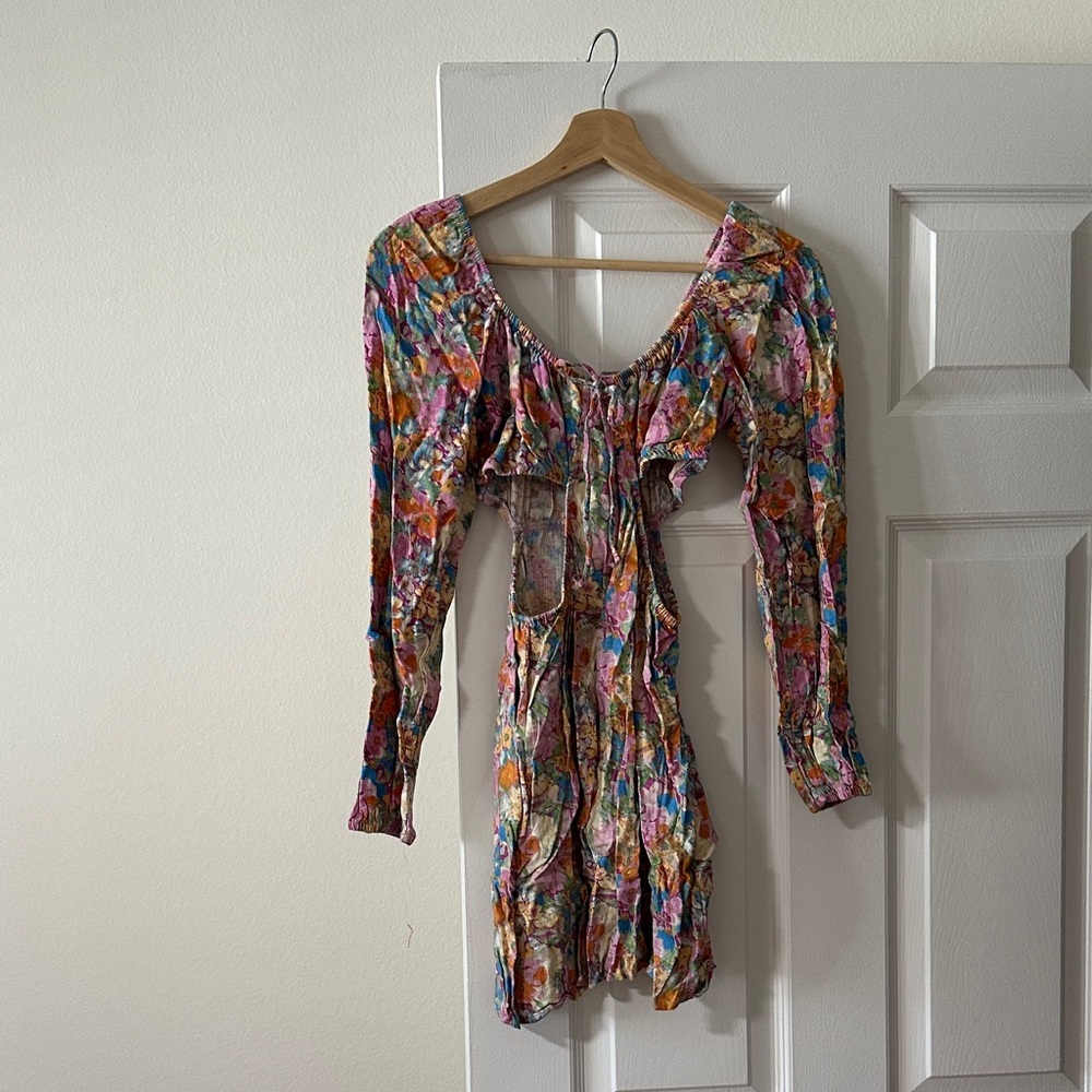 wild fable Multicolor Floral Ruffle Mini Dress - Pink, Blue, Orange, Yellow